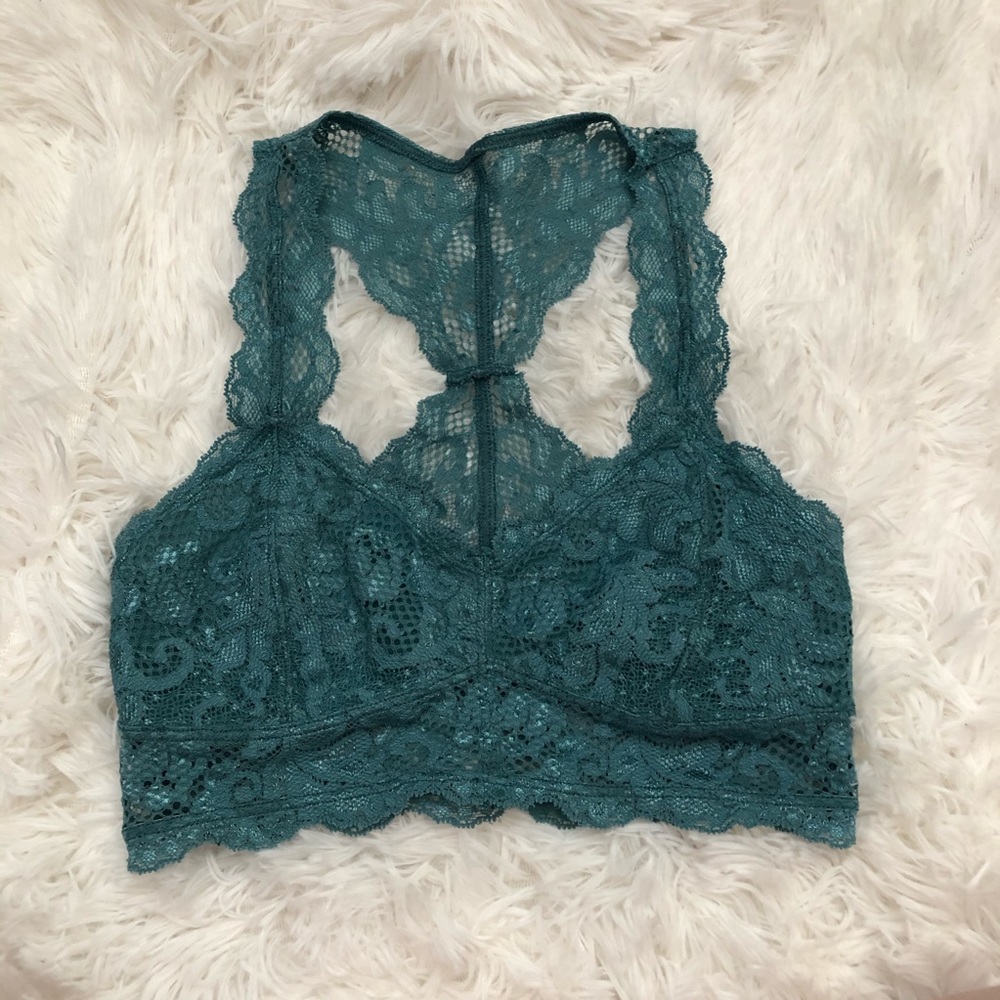 Express teal lace racer back bralette